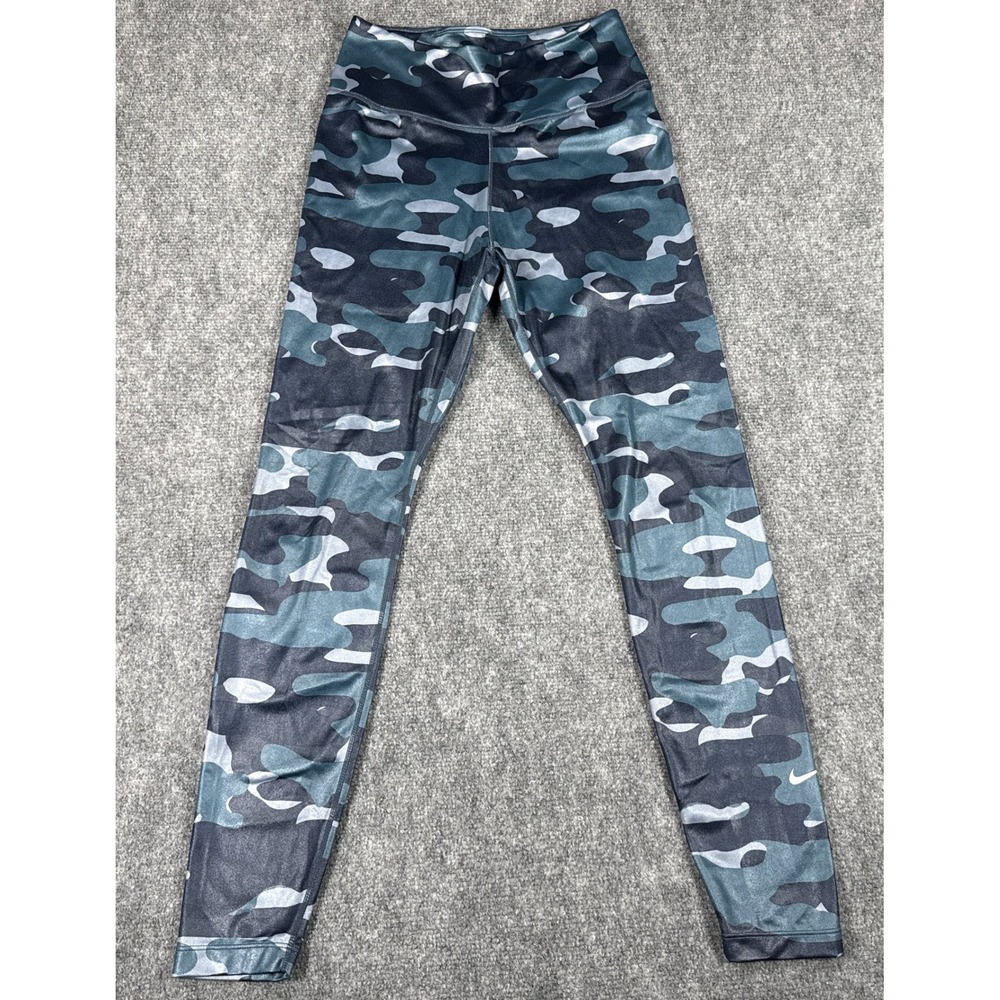 Nike Womens Small Blue Camo High Rise Leggings Athletic